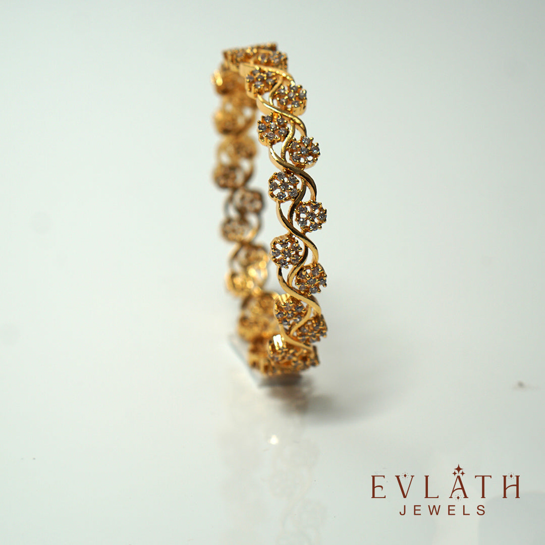Premium Gold-Plated Floral AD Stone Bangles - Evlath Jewels